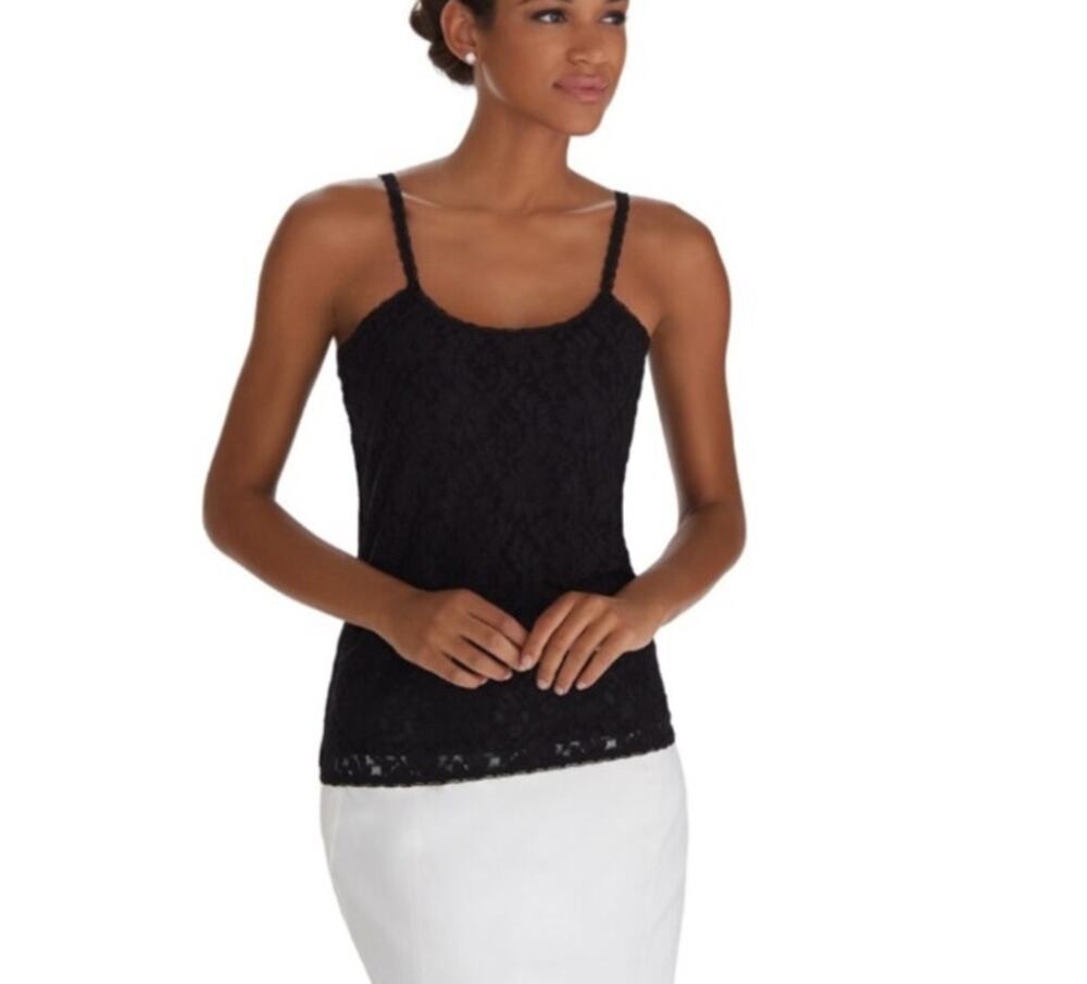 WHBM Solid Black Lace Cami - Medium